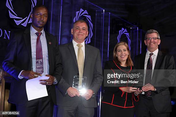 Honorees, 2016 Concordia Leadership Award Honorees from PROJECT NURTURE accept their award during 2016 Concordia Summit Awards Dinner at Grand Hyatt...