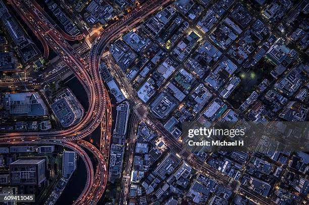 an aerial view of tokyo - tokyo night stock pictures, royalty-free photos & images