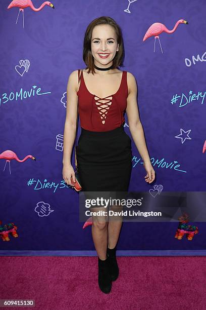 Actress Alexis G. Zall arrives at the Premiere of Lionsgate's "Dirty 30" at the ArcLight Hollywood on September 20, 2016 in Hollywood, California.