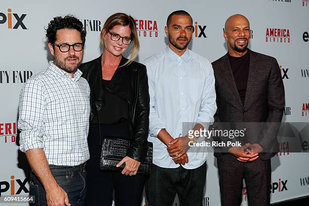 Director and host committee member J.J. Abrams, host committee member Katie McGrath, Senior Producer Jesse Williams and executive producer Common...