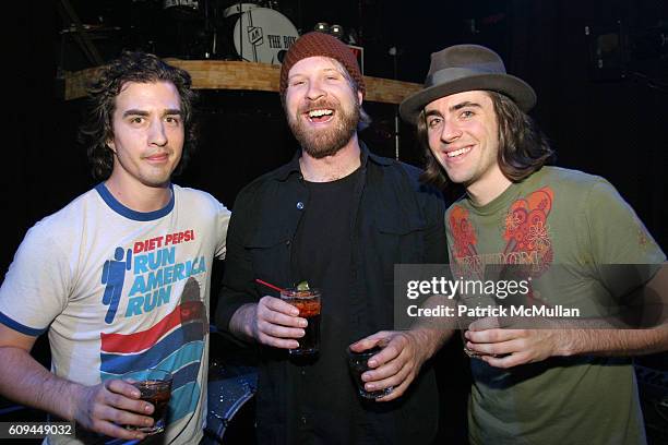 Marco Meneghin, Jason Kanakis and Eric Robinson attend BLUHAMMOCK MUSIC Presents CARY BROTHERS Private Showcase at The Box on June 4, 2007 in New...