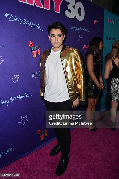 Digital Influencer Manny Gutierrez arrives at the premiere of Lionsgate's 'Dirty 30' at ArcLight Hollywood on September 20, 2016 in Hollywood,...