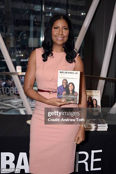 Cookie Johnson signs copies of "Believing In Magic: My Story Of Love, Overcoming Adversity And Keeping The Faith" at NBA Store on September 20, 2016...