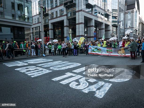 Unions, human rights and farming groups took to the streets in the Belgian capital out of concerns against the Comprehensive Economic and Trade...