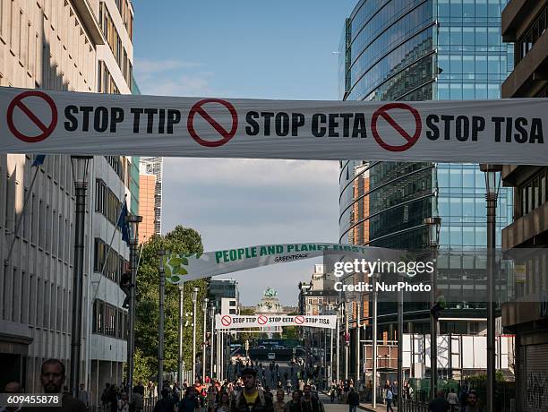 Unions, human rights and farming groups took to the streets in the Belgian capital out of concerns against the Comprehensive Economic and Trade...