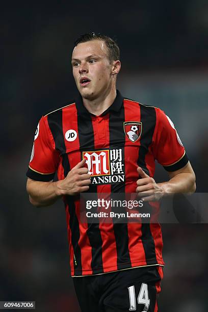 Brad Smith of Bournemouth AFC in action during the EFL Cup third round match between AFC Bournemouth and Preston North End at Goldsands Stadium on...