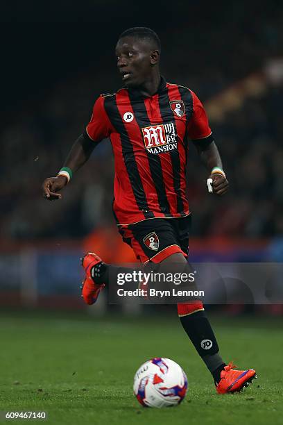 Max Gradel of AFC Bournemouth in action during the EFL Cup third round match between AFC Bournemouth and Preston North End at Goldsands Stadium on...