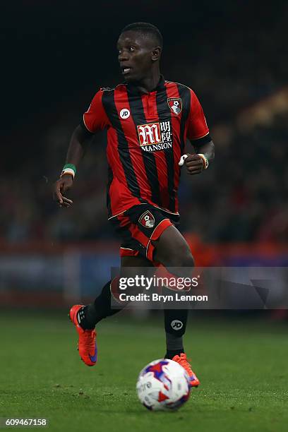 Max Gradel of AFC Bournemouth in action during the EFL Cup third round match between AFC Bournemouth and Preston North End at Goldsands Stadium on...