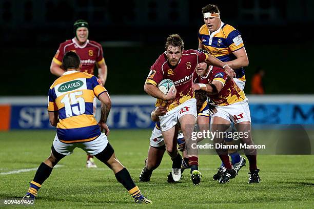 Brayden Mitchell of Southland on the charge during the Mitre 10 Cup round 6 match between Southland and Bay of Plenty at Rugby Park Stadium on...