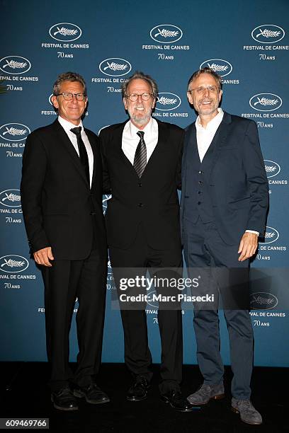 Producers and Christophe Rossignon attend the 'Cannes Film Festival 70th anniversary' Party at Palais Des Beaux Arts on September 20, 2016 in Paris,...