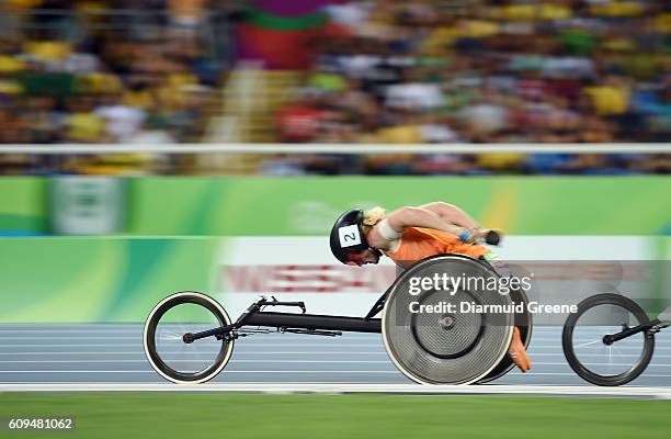 Rio , Brazil - 17 September 2016; Margriet van den Broek of Netherlands in action during the Women's 800m - T54 Final at the Olympic Stadium during...