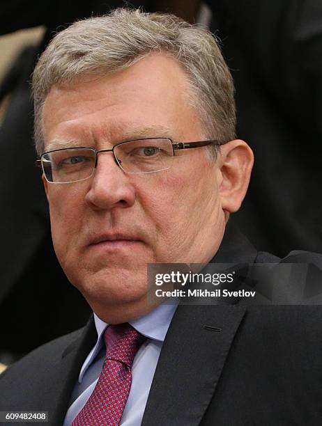 Russian Economist Alexei Kudrin attends the meeting of the Council on economic development and priority projects at Novo-Ogaryovo State Residence on...