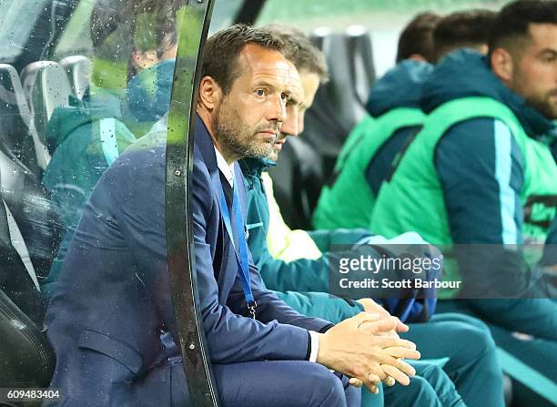 City coach John van't Schip looks on during the FFA Cup Quarter Final between Melbourne and Western Sydney at AAMI Park on September 21, 2016 in...