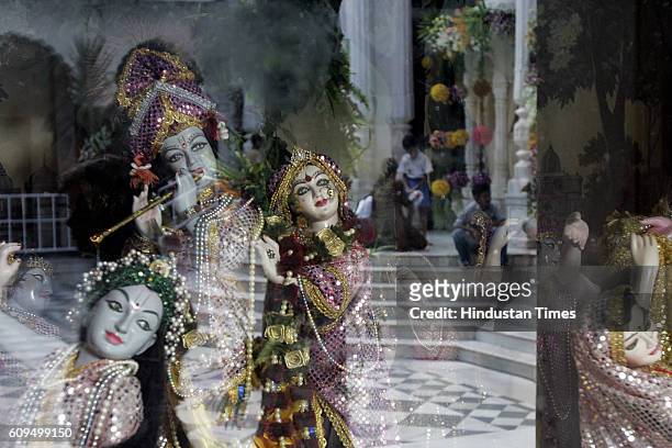 Mirrored glimpses of Lord Krishna and Radha at Juhu's ISKCON temple on the occasion of Janmashtami, the Lord's birthday