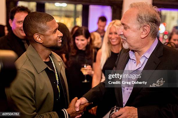 Executive Producer Mark Geragos and Singer Usher attend the Premiere Of ABC's "Notorious" After Party at the 10e Restaurant on September 20, 2016 in...