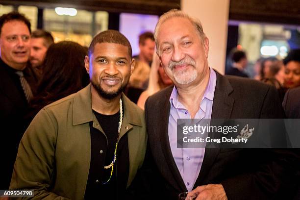 Executive Producer Mark Geragos and Singer Usher attend the Premiere Of ABC's "Notorious" After Party at the 10e Restaurant on September 20, 2016 in...