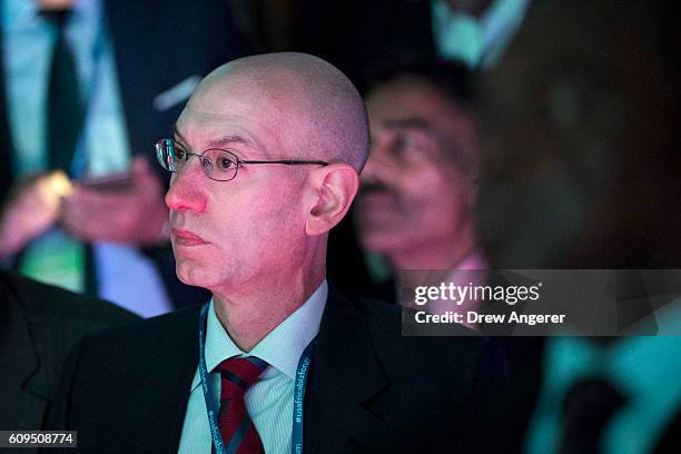 National Basketball Association commissioner Adam Silver listens as U.S. President Barack Obama speaks at the U.S.-Africa Business Forum at the Plaza...