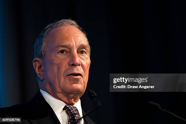 Former New York City mayor Michael Bloomberg speaks at the U.S.-Africa Business Forum at the Plaza Hotel, September 21, 2016 in New York City. The...