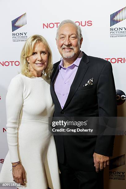 Executive Producers Wendy Walker and Mark Geragos attends the Premiere Of ABC's "Notorious" at 10e Restaurant on September 20, 2016 in Los Angeles,...