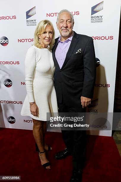 Executive Producers Wendy Walker and Mark Geragos attends the Premiere Of ABC's "Notorious" at 10e Restaurant on September 20, 2016 in Los Angeles,...