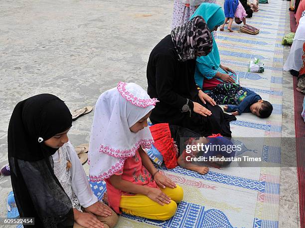 Kashmiri women pray at the Hazratbal Shrine on September 21, 2016 in Srinagar, India. People are holding special prayers to observe the Martyrs’ Day...