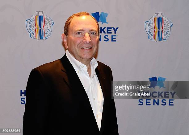 Gary Bettman at Hockey SENSE, in partnership with the NHL, NHLPA and Beyond Sport at the World Cup of Hockey 2016 at the Hockey Hall of Fame on...