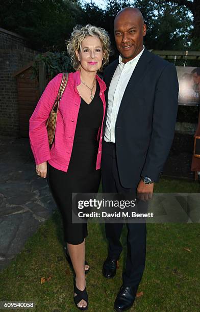 Fiona Hawthorne and Colin Salmon attend a drinks reception ahead of the UK Premiere of "Dare To Be Wild" on September 21, 2016 in London, England.