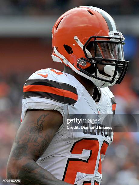 Running back George Atkinson III of the Cleveland Browns runs off the field during a game against the Baltimore Ravens on September 18, 2016 at...