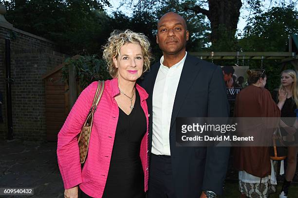 Fiona Hawthorne and Colin Salmon attend a drinks reception ahead of the UK Premiere of "Dare To Be Wild" on September 21, 2016 in London, England.