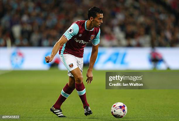 Alvaro Arbeloa of West Ham United in action during the EFL Cup Third Round match between West Ham United and Accrington Stanley at the London Stadium...