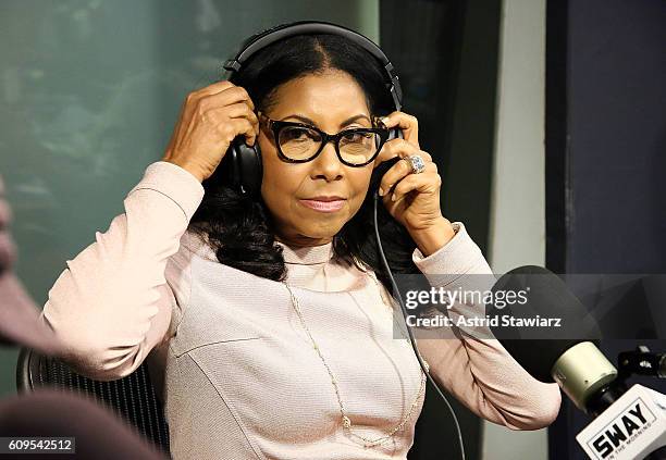 Cookie Johnson visits 'Sway in the Morning' with Sway Calloway on Eminem's Shade 45 at the SiriusXM Studios on September 21, 2016 in New York City.