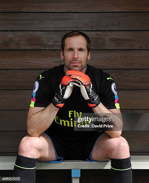 Petr Cech of Arsenal during the Arsenal Squad photos and Media photocall at London Colney on September 21, 2016 in St Albans, England.