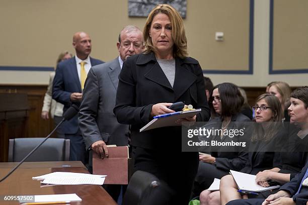 Heather Bresch, chief executive officer of Mylan NV, arrives to a House Oversight and Government Reform Committee hearing in Washington, D.C., U.S.,...