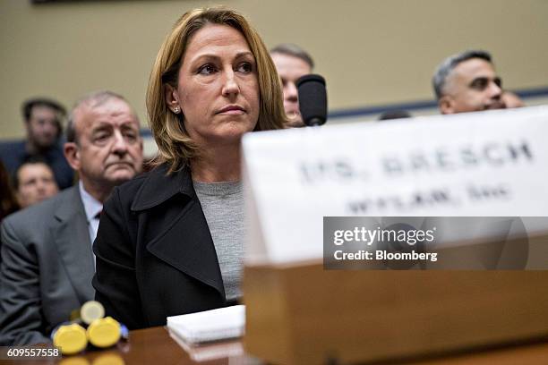 Heather Bresch, chief executive officer of Mylan NV, waits to begin a House Oversight and Government Reform Committee hearing in Washington, D.C.,...