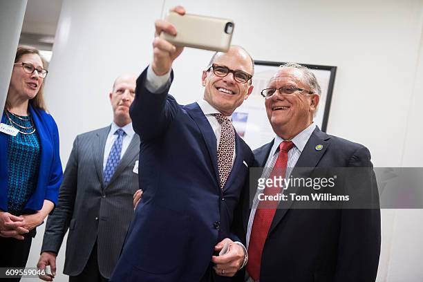 Actor Michael Kelly, who plays "Doug Stamper" on House of Cards, take a selfie with a fan in the Capitol while on the Hill advocating for the Older...