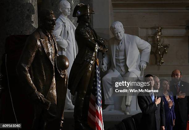 Speaker of the House Paul Ryan , Senate Majority Leader Mitch McConnell , House Minority Leader Nancy Pelosi and Speaker of the House of the Ohio...