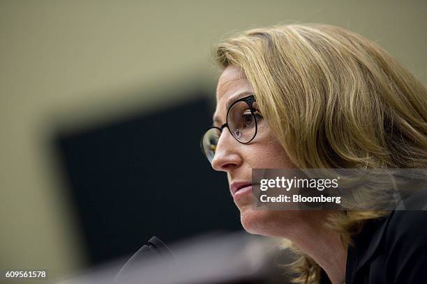 Heather Bresch, chief executive officer of Mylan NV, listens during a House Oversight and Government Reform Committee hearing in Washington, D.C.,...