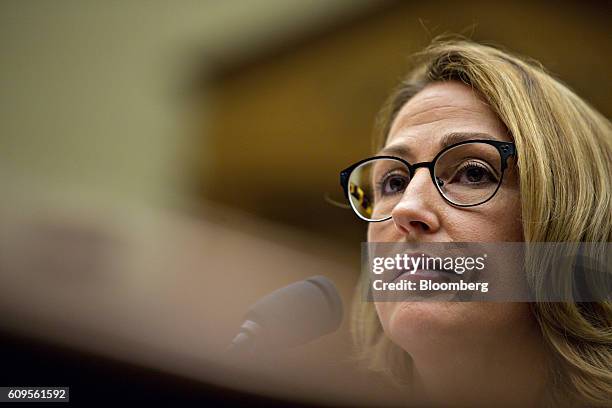 Heather Bresch, chief executive officer of Mylan NV, listens during a House Oversight and Government Reform Committee hearing in Washington, D.C.,...
