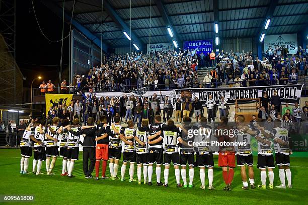 Team SC Eeendracht Aalst greeting the fans despite the defeat after the Croky Cup 1/16 final match between SC Eendracht Aalst and KRC Genk in the...