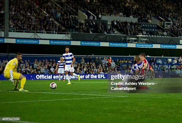 Sunderland's Paddy McNair scores his sides equalising goal to make the score during the EFL Cup Third Round match between Queens Park Rangers and...