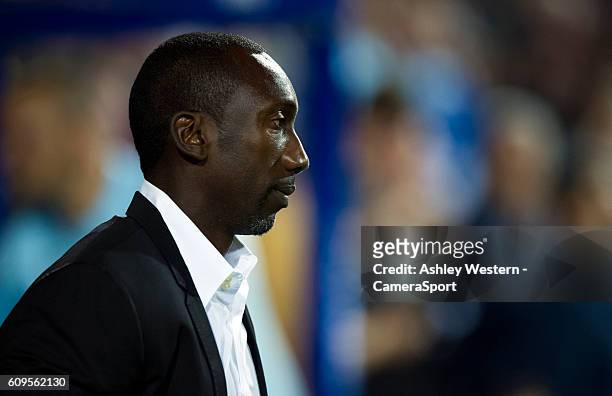 Queens Park Rangers manager Jimmy Floyd Hasselbaink during the EFL Cup Third Round match between Queens Park Rangers and Sunderland at Loftus Road on...
