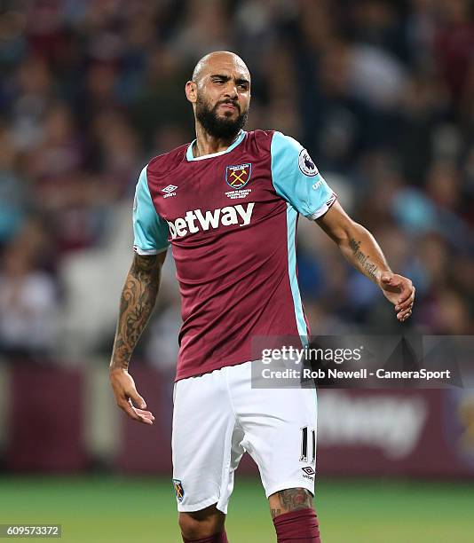 West Ham United's Simone Zaza during the EFL Cup Third Round match between West Ham United and Accrington Stanley at London Stadium on September 21,...