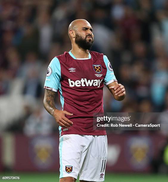 West Ham United's Simone Zaza during the EFL Cup Third Round match between West Ham United and Accrington Stanley at London Stadium on September 21,...