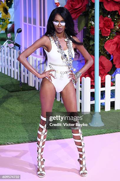 Model Jessica White walks the runway at the Philipp Plein show during Milan Fashion Week Spring/Summer 2017 on September 21, 2016 in Milan, Italy.