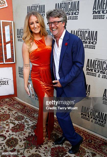 Margo Price and Americana Music Association Executive Director Jed Hilly attend the Americana Honors & Awards 2016 at Ryman Auditorium on September...