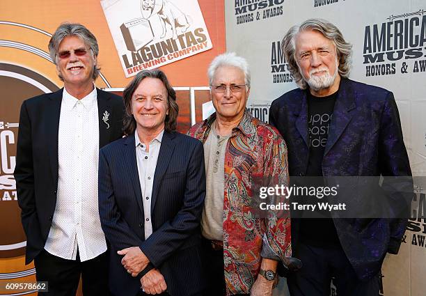 Bob Carpenter, Jeff Hanna, Jimmie Fadden, and John McEuen of The Nitty Gritty Dirt Band attend the Americana Honors & Awards 2016 at Ryman Auditorium...