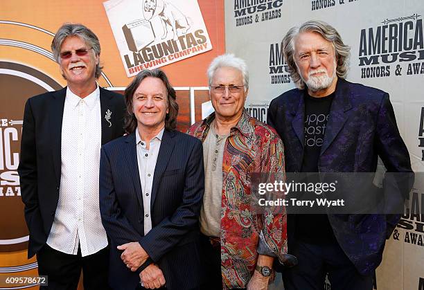 Bob Carpenter, Jeff Hanna, Jimmie Fadden, and John McEuen of The Nitty Gritty Dirt Band attend the Americana Honors & Awards 2016 at Ryman Auditorium...