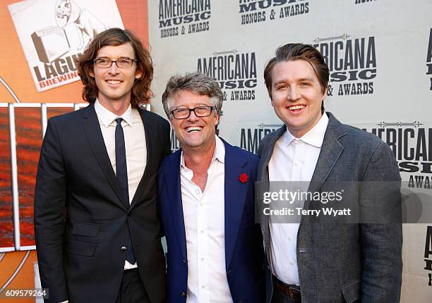 The Milk Carton Kids' Kenneth Pattengale, Americana Music Association Executive Director Jed Hilly, and The Milk Carton Kids' Joey Ryan attend the...