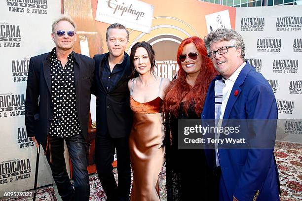 Cactus Moser, Jason Isbell, Amanda Shires, Wynonna Judd, and Americana Music Association Executive Director Jed Hilly attend the Americana Honors &...