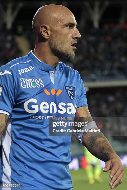 Massimo Maccarone of Empoli FC reacts during the Serie A match between Empoli FC and FC Internazionale at Stadio Carlo Castellani on September 21,...